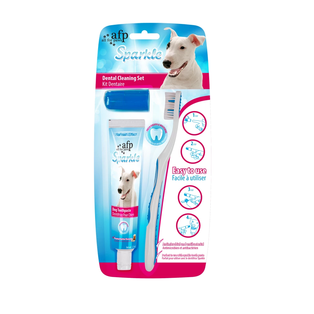 AFP Sparkle Zahnpflege-Set für Hunde mit Zahnbürste und Zahnpasta in der Verkaufsverpackung